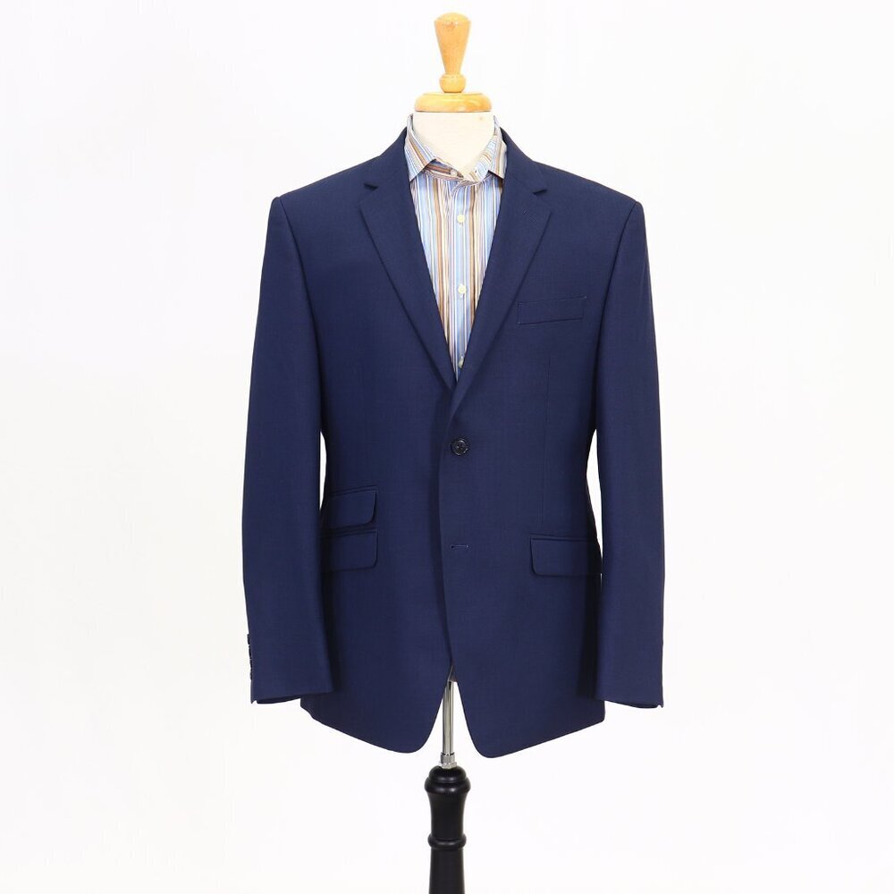 Perry Ellis 42R Blue Solid 2-Button Sport Coat Blazer Jacket P145